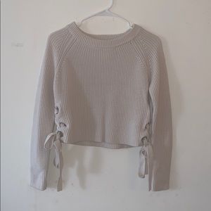 Cropped Tie Detail Sweater